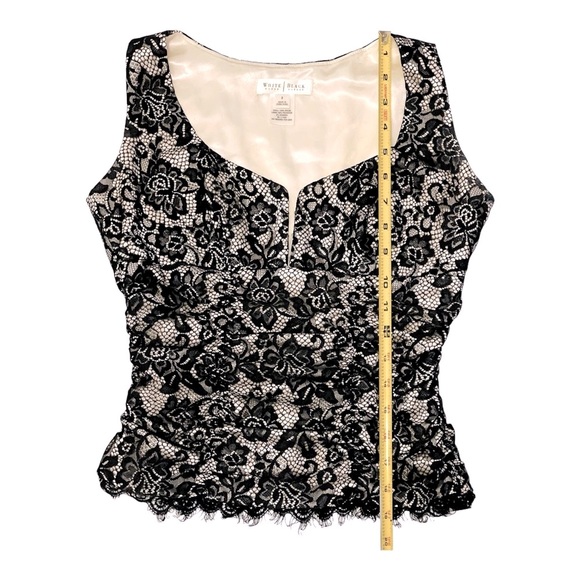 Black Lace & Satin Top - White House Black Market Women’s Size 2 - Vintage - Picture 13 of 16